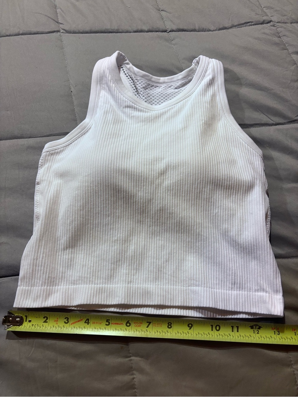 White Ribbed Racerback Crop Tank | Size Medium - Picture 2 of 7